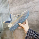 Mesh Lace-Up Platform Athletic Shoes - Trendsi - Flyclothing LLC