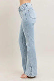 Judy Blue Full Size Tummy Control Vintage Wash Side Slit Slim Boot Jeans Plus Size - Trendsi - Flyclothing LLC