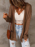 Pocketed Open Front Long Sleeve Cardigan - Trendsi - Flyclothing LLC