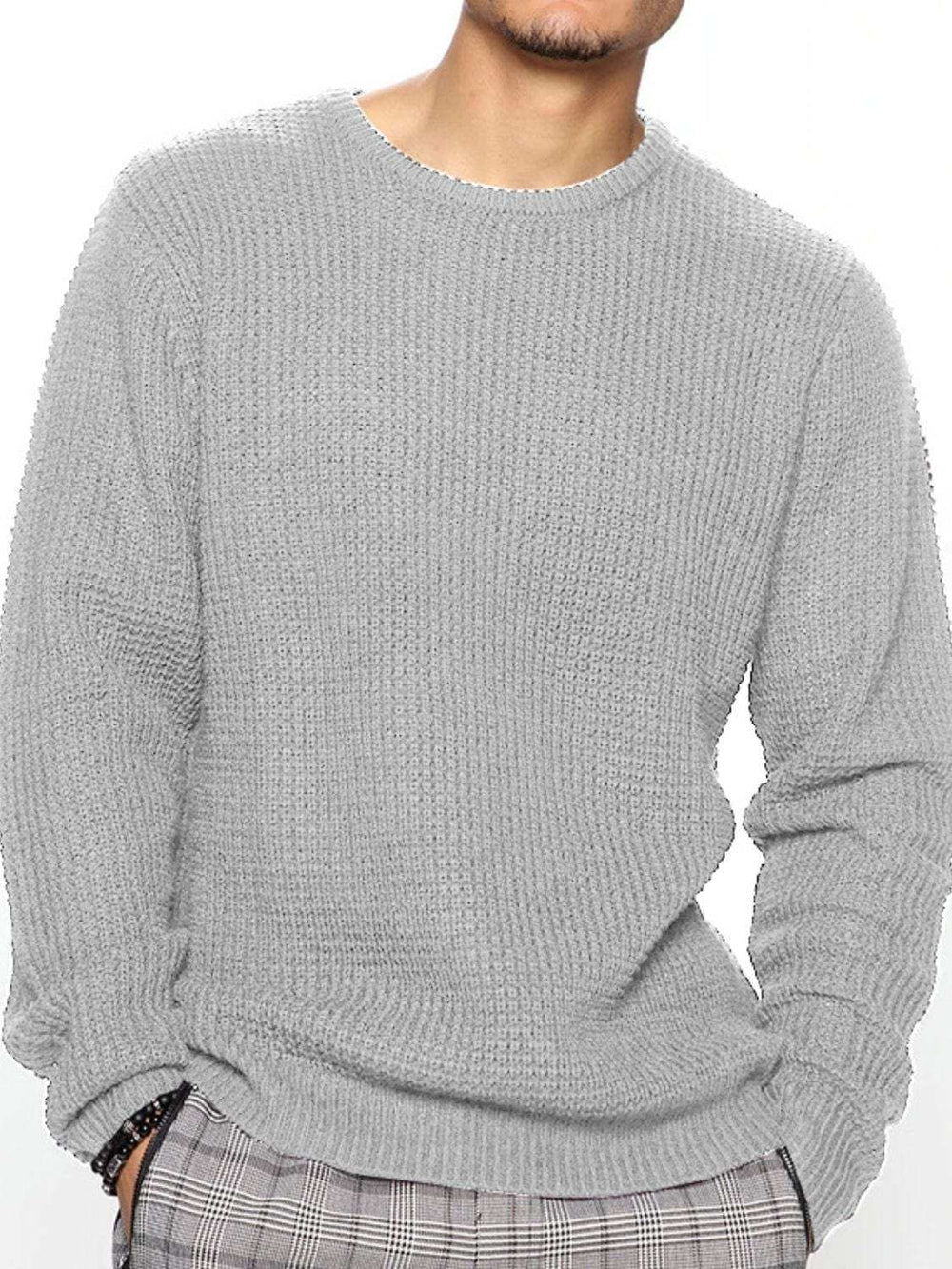Men's Full Size Round Neck Long Sleeve Sweater Plus Size - Trendsi - Flyclothing LLC