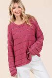Mittoshop Openwork Round Neck Drop Shoulder Sweater - Trendsi - Flyclothing LLC