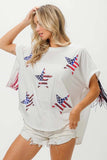 BiBi American Flag Sequin Star Fringe Top - Trendsi - Flyclothing LLC