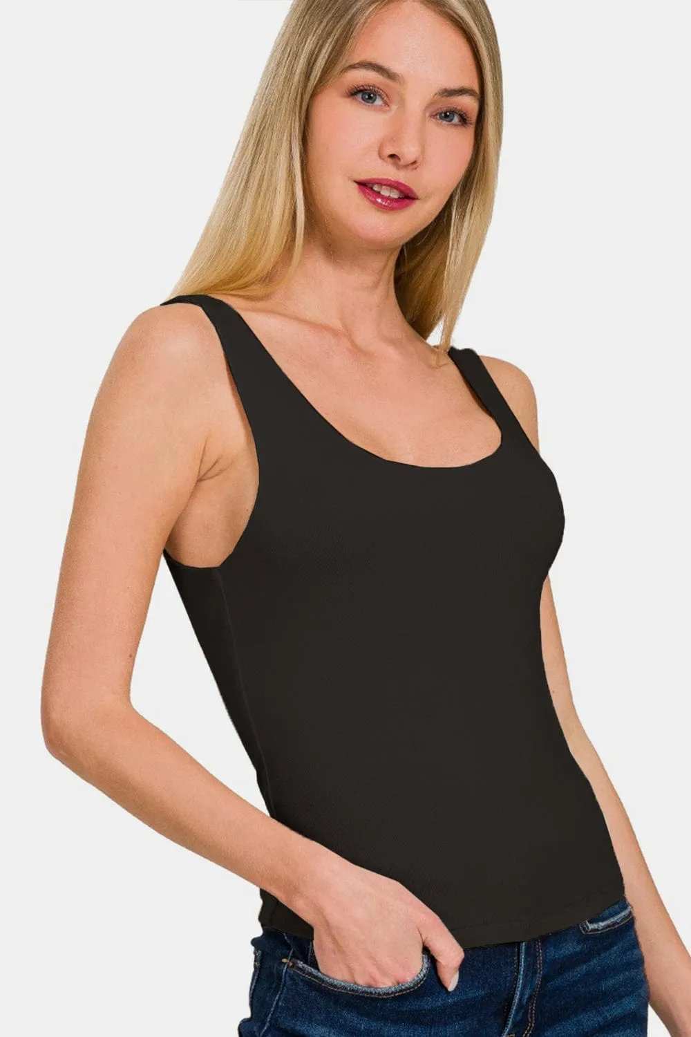 Zenana Double Layer Round Neck Tank - Trendsi - Flyclothing LLC