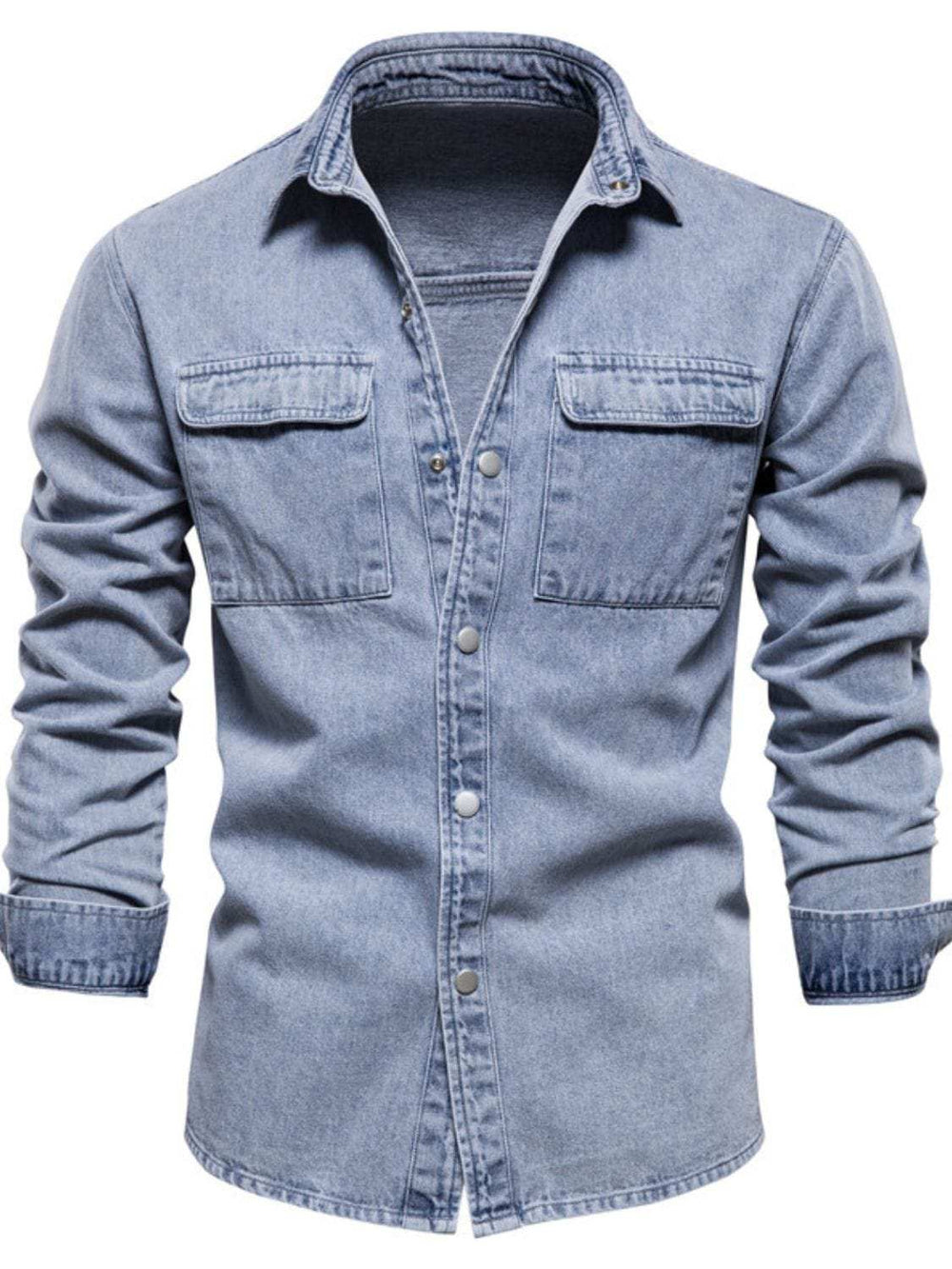 Men's Button Down Chest Pocket Denim Jacket - Trendsi - Flyclothing LLC