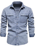 Men's Button Down Chest Pocket Denim Jacket - Trendsi - Flyclothing LLC