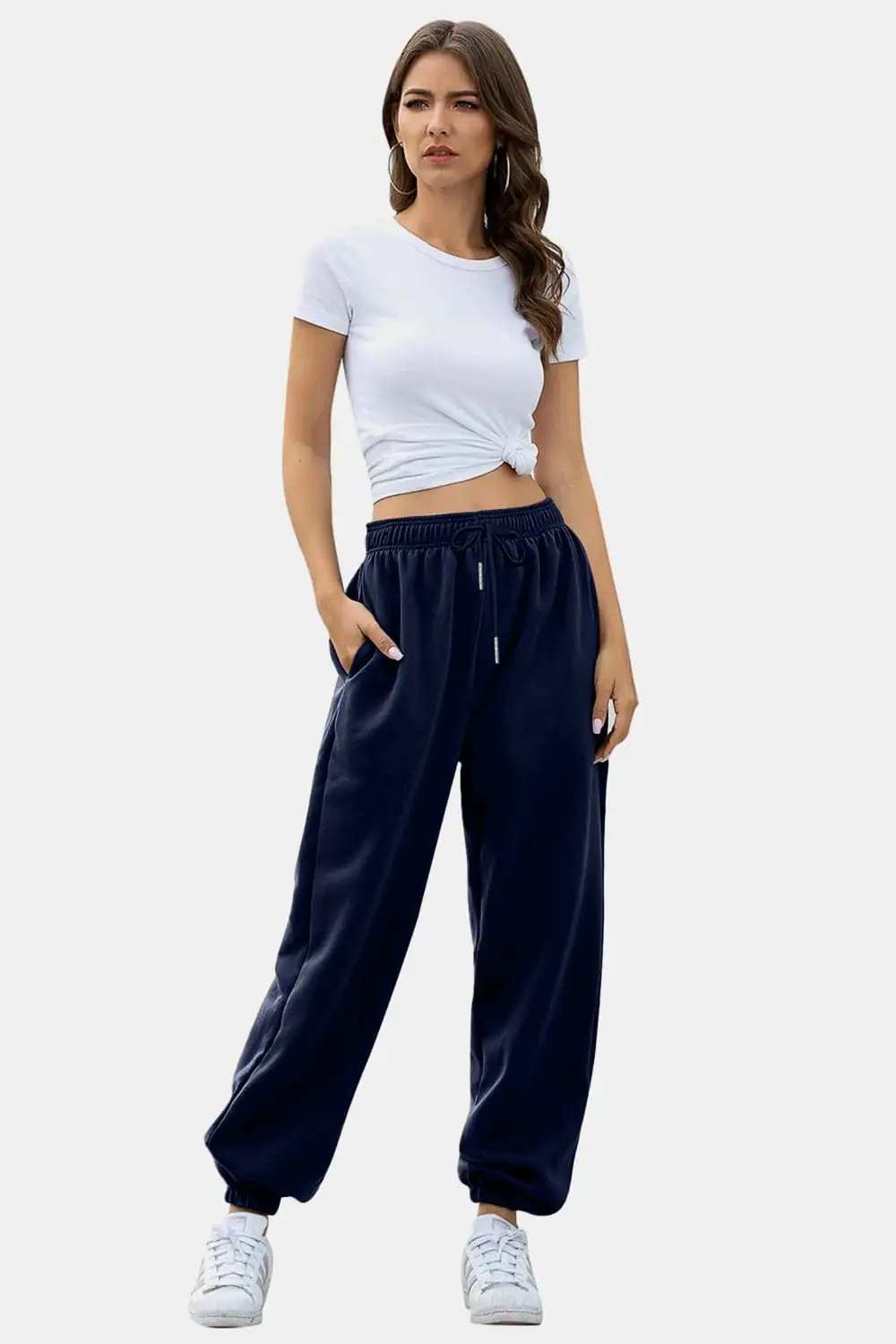 Elastic Waist Joggers with Pockets - Trendsi - Flyclothing LLC