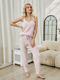 Fuzzy V-Neck Cami and Pants Lounge Set - Trendsi - Flyclothing LLC