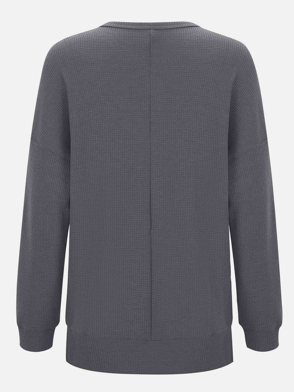 Side Slit Round Neck Long Sleeve T-Shirt - Trendsi - Flyclothing LLC