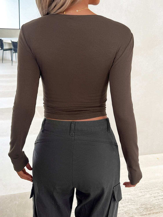 Round Neck Long Sleeve T-Shirt - Trendsi - Flyclothing LLC