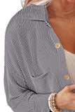 Striped Collared Neck Long Sleeve Shirt - Trendsi - Flyclothing LLC