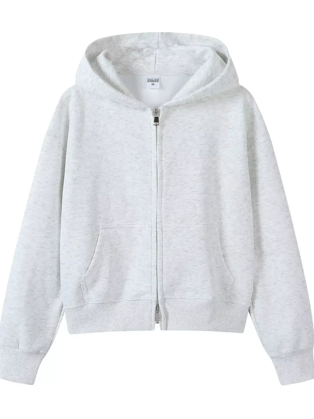 Full Size Casual Zip-Up Long Sleeve Hoodie Plus Size - Trendsi - Flyclothing LLC