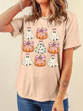 Halloween Bowknot Ghost Pumpkin Graphic T Shirt - Trendsi - Flyclothing LLC