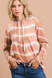 BiBi Tie Dye Stripe Terry Drawstring Hoodie With Leopard - Trendsi - Flyclothing LLC
