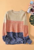 Color Block Round Neck Long Sleeve Sweater - Trendsi - Flyclothing LLC