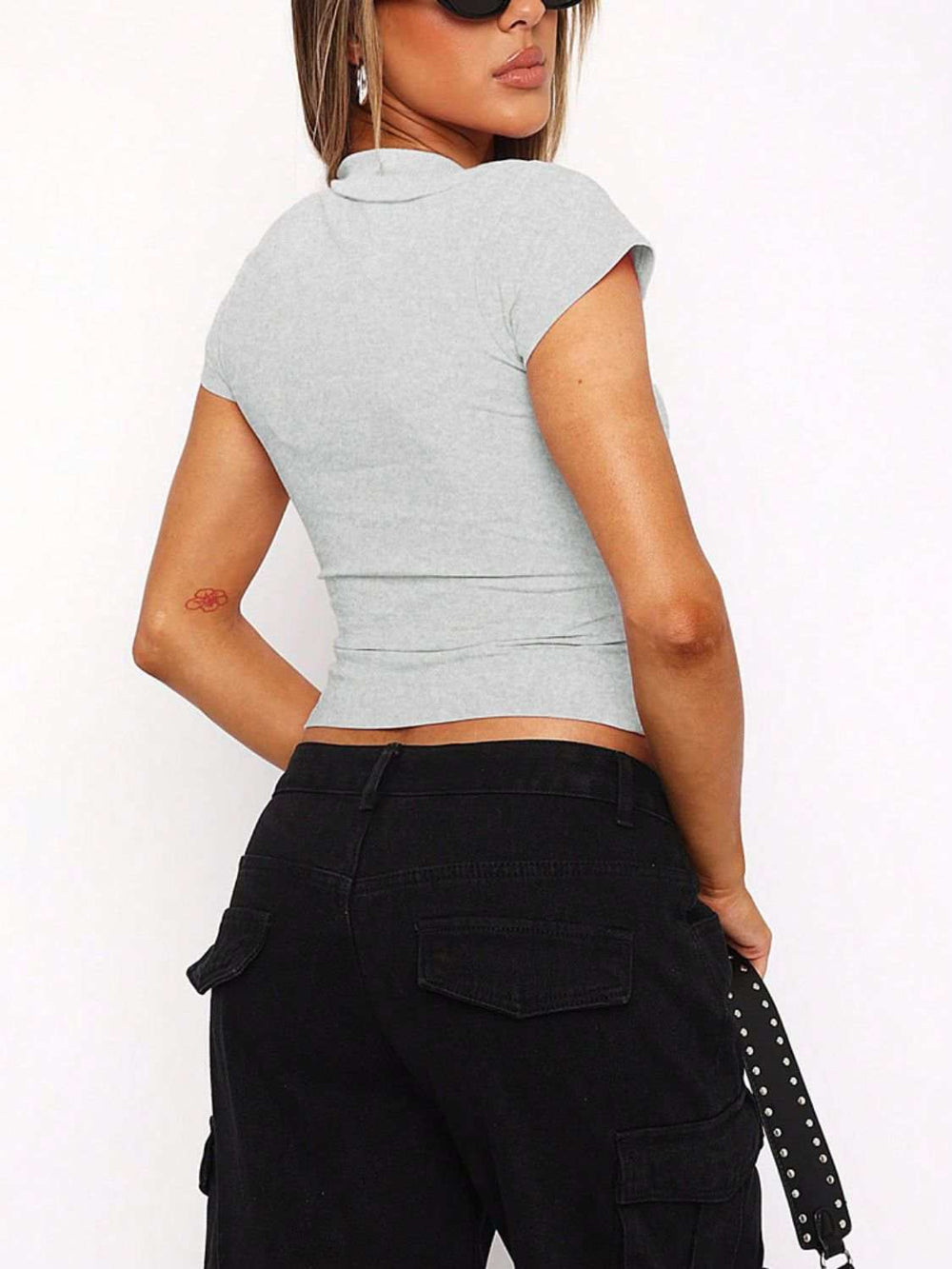 Devine Johnny Collar Short Sleeve T-Shirt - Trendsi - Flyclothing LLC