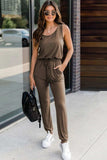 Drawstring Round Neck Sleeveless Jumpsuit - Trendsi - Flyclothing LLC