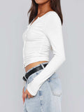 Button Down Long Sleeve Top - Trendsi - Flyclothing LLC