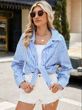 Striped Button Up Long Sleeve Shirt - Trendsi - Flyclothing LLC
