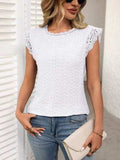 Lace Detail Round Neck Cap Sleeve Top - Trendsi - Flyclothing LLC