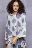 POL Floral Round Neck Rolling Edge Sweater - Trendsi - Flyclothing LLC