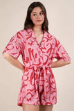 VERY J Oversized Printed Button Down Resort Romper - Trendsi - Flyclothing LLC