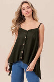 BiBi Popcorn Waffle Knit with Buttoned Front Cami Top - Trendsi - Flyclothing LLC