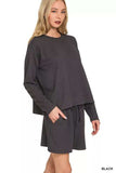 Zenana Corded Rib Long Sleeve Tee and Shorts Set - Trendsi - Flyclothing LLC