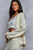 POL Floral Balloon Sleeve Hooded Lace Jacket with Stitch Detail - Trendsi - Flyclothing LLC