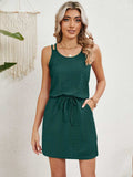 Eyelet Scoop Neck Sleeveless Dress - Trendsi - Flyclothing LLC