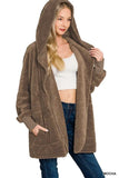 Zenana Hooded Faux Fur Jacket with Pockets - Trendsi - Flyclothing LLC