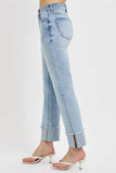 RISEN High Rise Straight Cuffed Relaxed Jeans - Trendsi - Flyclothing LLC