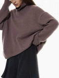 Ribbed Detail Turtleneck Dropped Shoulder Sweater - Trendsi - Flyclothing LLC