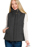 Zenana High Neck Zip-Up Vest Coat - Trendsi - Flyclothing LLC