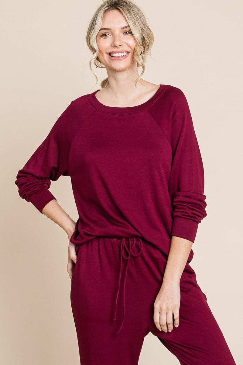 Super Lady Round Neck Raglan Sleeve Top and Pants Lounge Set - Trendsi - Flyclothing LLC