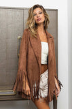 BiBi Single Blazer with Fringed Hem - Trendsi - Flyclothing LLC