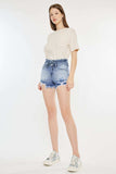 Kancan High Rise Frayed Hem Denim Shorts - Trendsi - Flyclothing LLC