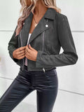 Suede Moto Jacket with Zip Detail - Trendsi - Flyclothing LLC