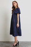 HEYSON Full Size Cotton Poplin Ruffled Tiered Midi Dress - Trendsi - Flyclothing LLC
