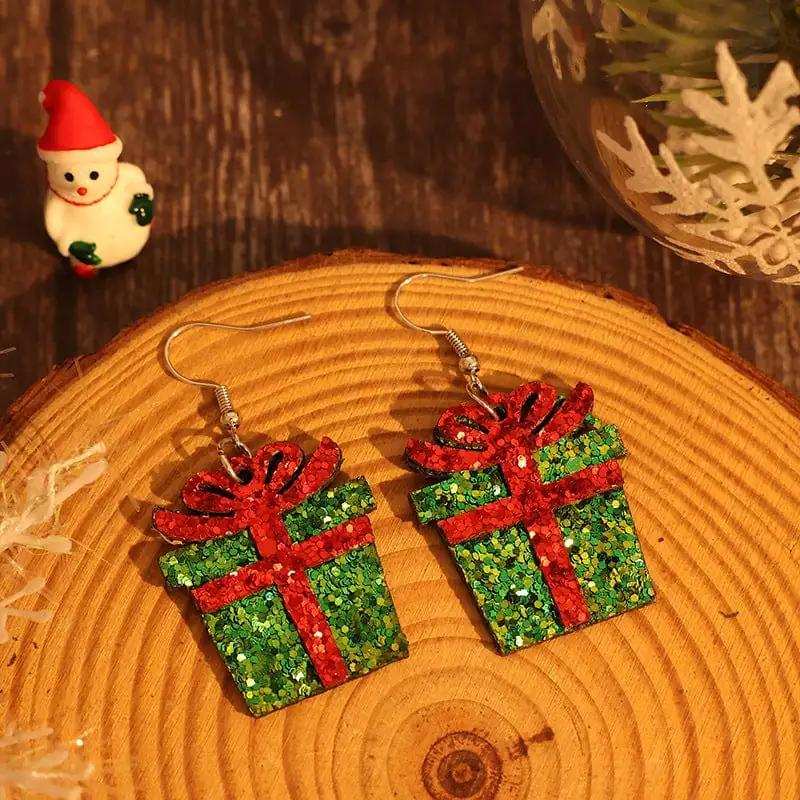 Sequin Gift Box PU Leather Earrings - Trendsi - Flyclothing LLC
