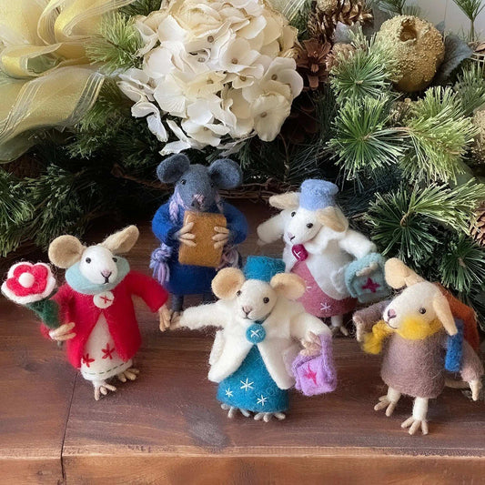 Family of Mice Handmade Fel Collectibles, Set of Five - Global Groove Direct - Flyclothing LLC