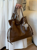 Chain Strap Faux Leather Tote Bag - Trendsi - Flyclothing LLC