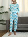 Tie-Dye Round Neck Top and Pants Lounge Set - Trendsi - Flyclothing LLC