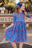 SMU Plaid Mustang 3/4 Sleeve Pocket Twirl Dress - Mila & Rose ® - Flyclothing LLC