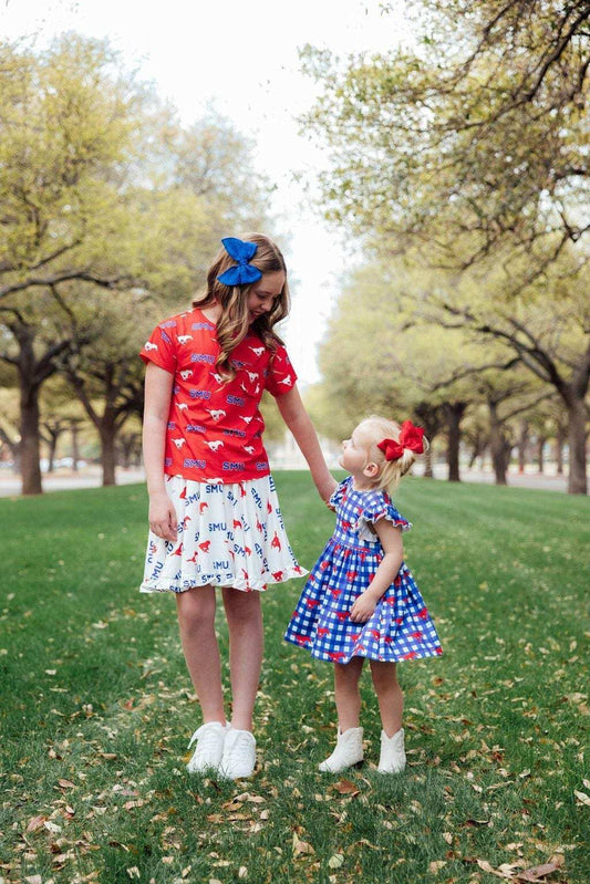 SMU White Mustang Ruffle Twirl Skort - Mila & Rose ® - Flyclothing LLC
