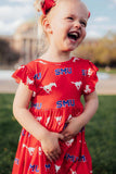 SMU Red Mustang Flutter Twirl Dress - Mila & Rose ® - Flyclothing LLC