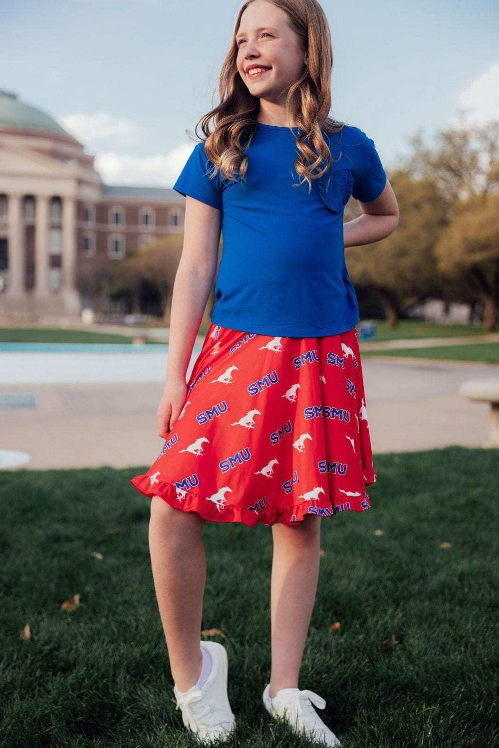 SMU Red Mustang Ruffle Twirl Skort - Mila & Rose ® - Flyclothing LLC