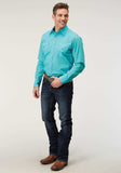 Roper Mens Long Sleeve Snap Solid Poplin Turquoise Western Shirt - Roper - Flyclothing LLC