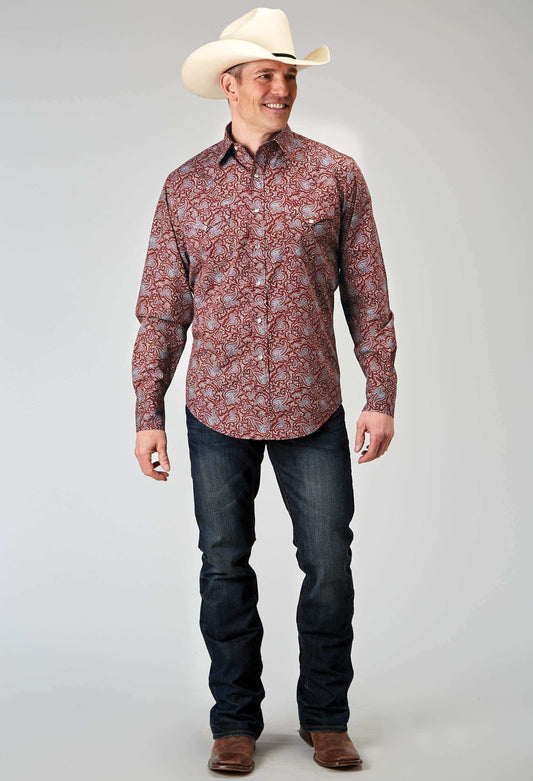 Roper Mens Long Sleeve Snap Vintage Paisley Print Western Shirt - Roper - Flyclothing LLC