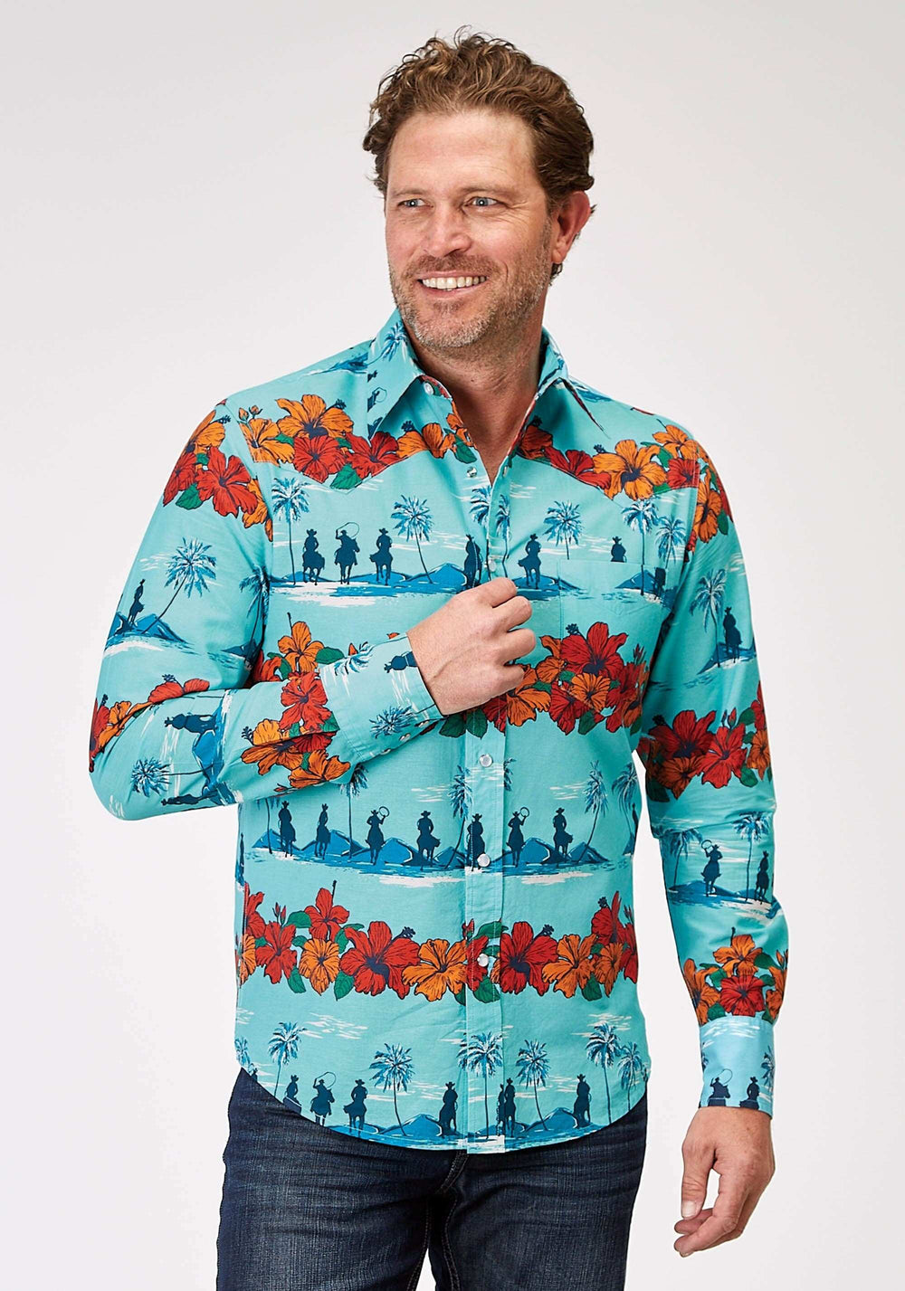 Roper Mens Long Sleeve Snap Hawaiian Print Western Shirt - Roper - Flyclothing LLC