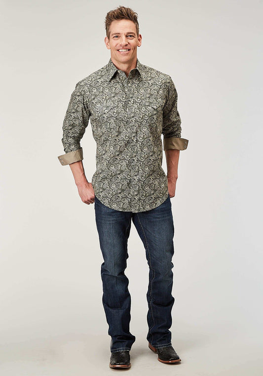 Roper Mens Long Sleeve Snap Estampa Paisley Western Shirt - Roper - Flyclothing LLC